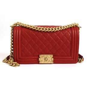 Boy Medium Caviar Red Gold-toned Crossbody Bag Series
